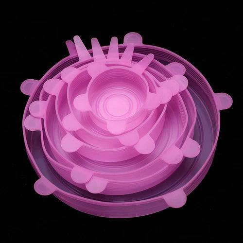Kit 6 Tampa de Silicone Para Alimentos | Adaptable - Mundo Zoom 