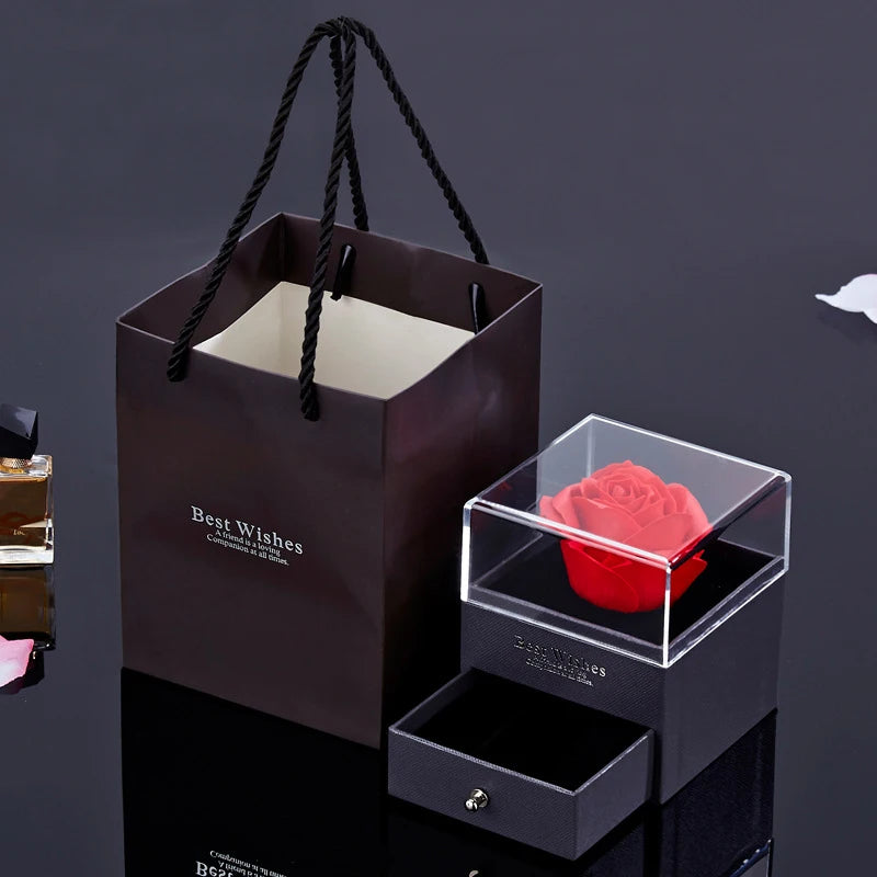 🥰 Conjunto Colar + Caixa Rosa Eterna - "Eu te amo" em 100 idiomas💖