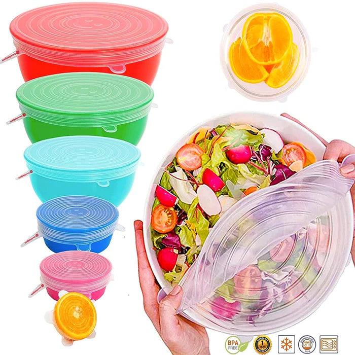 Kit 6 Tampa de Silicone Para Alimentos | Adaptable - Mundo Zoom 
